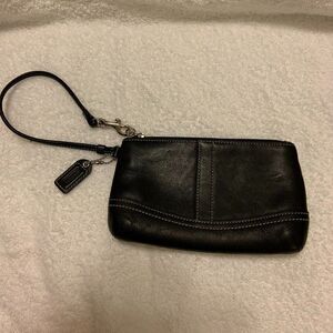Coach Black Leather Wristlet 4.5"  x 7"